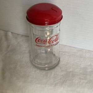 Coca Cola Red and Clear Glass sugar shaker vintage